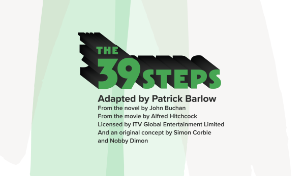 text graphic for The 39 Steps - Green text with paint background